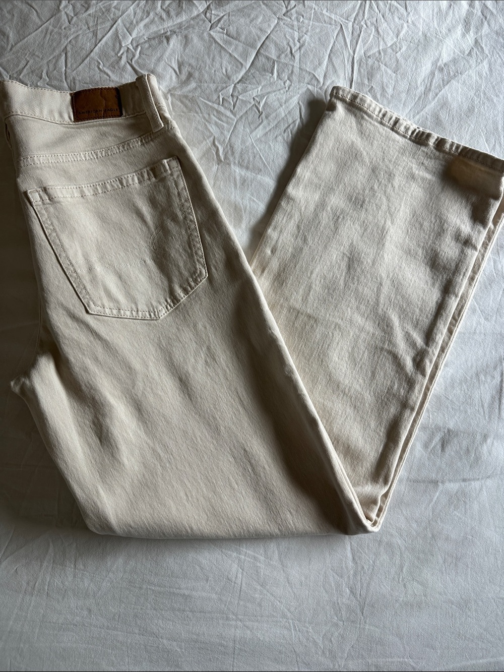 American Eagle Outfitters Cream Wide Leg Jeans